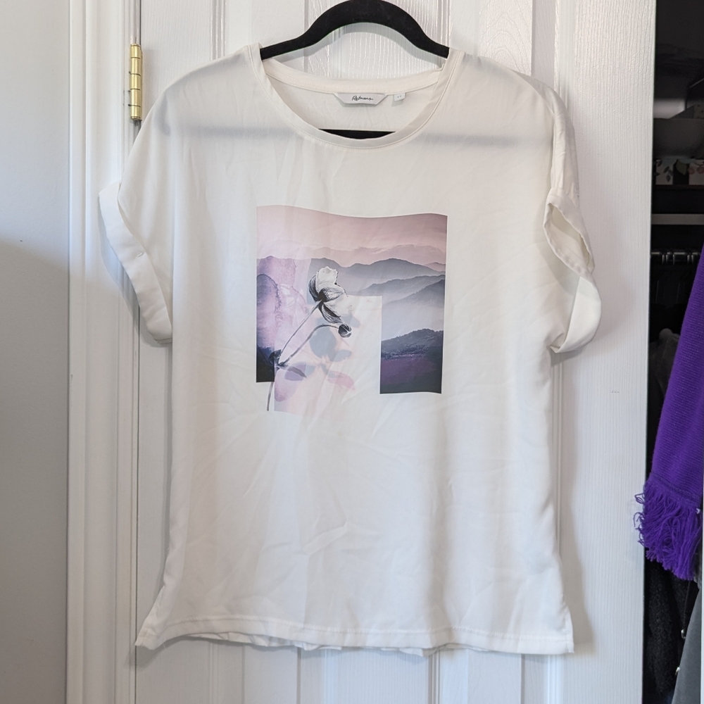 White Graphic T-Shirt with Abstract Design
